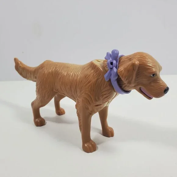 Barbie Golden Retriever Dog 7" With Purple Bow Yellow Brown - Picture 13 of 16